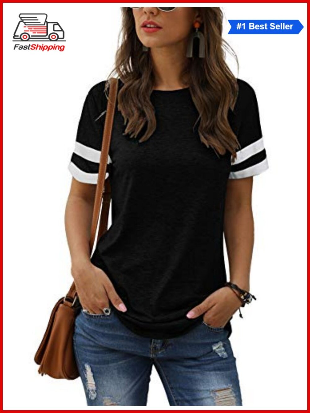 Women's Casual T-Shirt Short Sleeve Tunic Tee Loose Fit Crew Neck Top